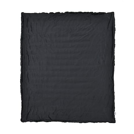 Ruched Super Soft Blanket with Velour Double Layer (Size 152x127 cm) - Black