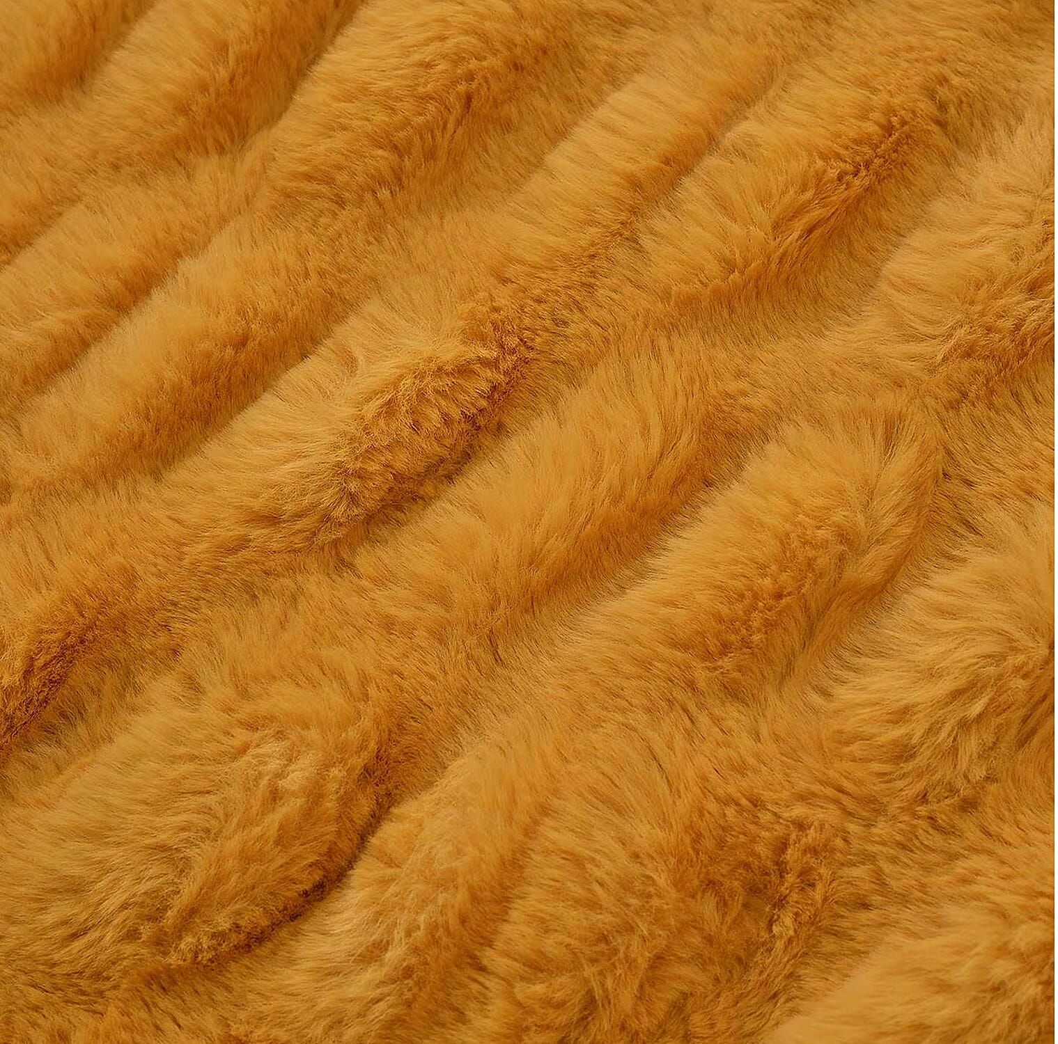 Ruched Super Soft Blanket with Velour Double Layer (Size 152x127 cm) - Mustard