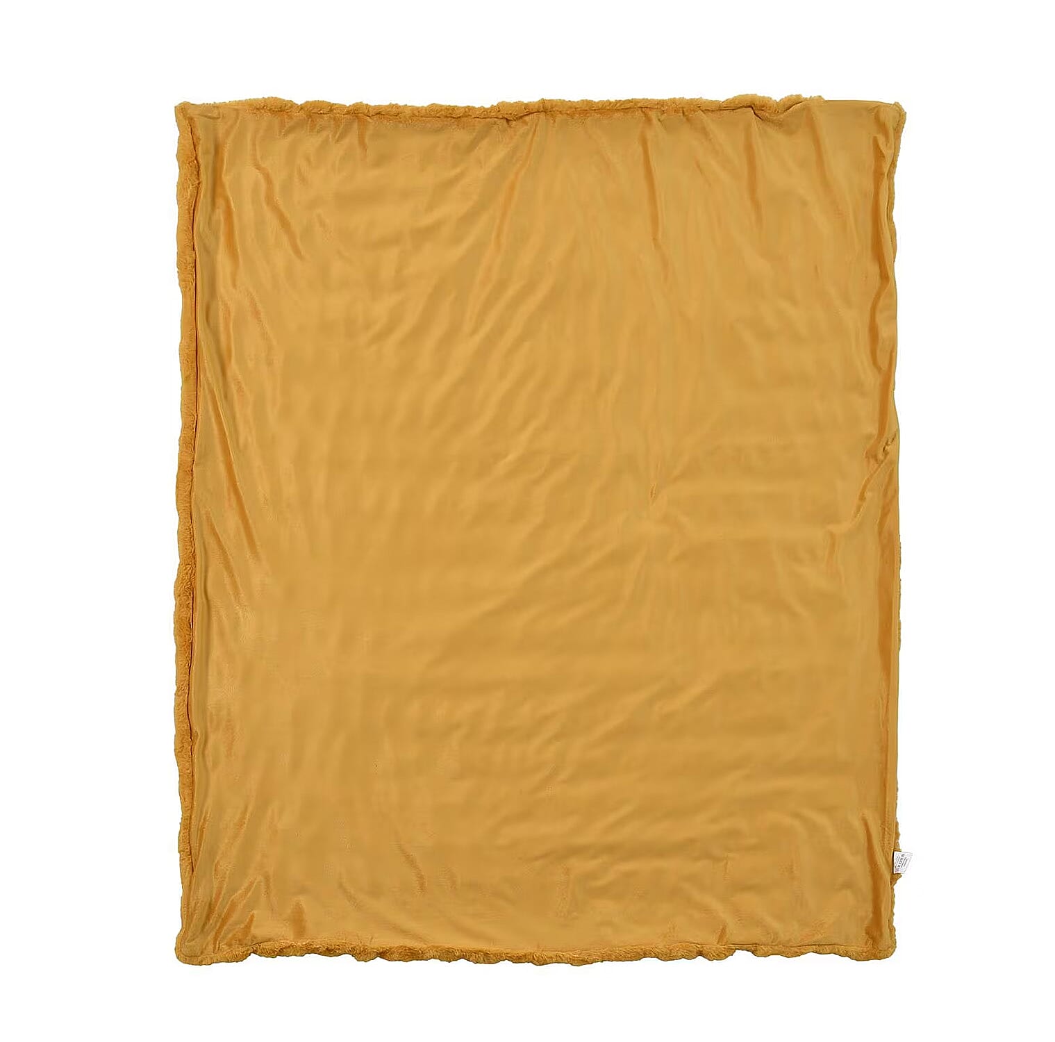 Ruched Super Soft Blanket with Velour Double Layer (Size 152x127 cm) - Mustard
