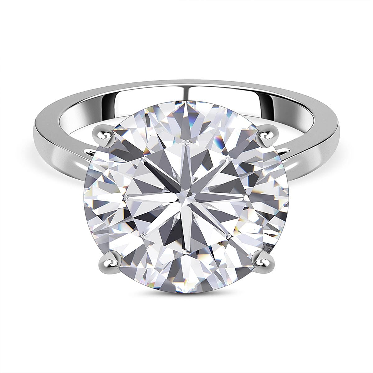 First Time Ever - Moissanite Solitaire Ring in Platinum Overlay Sterling Silver 10.00 Ct.