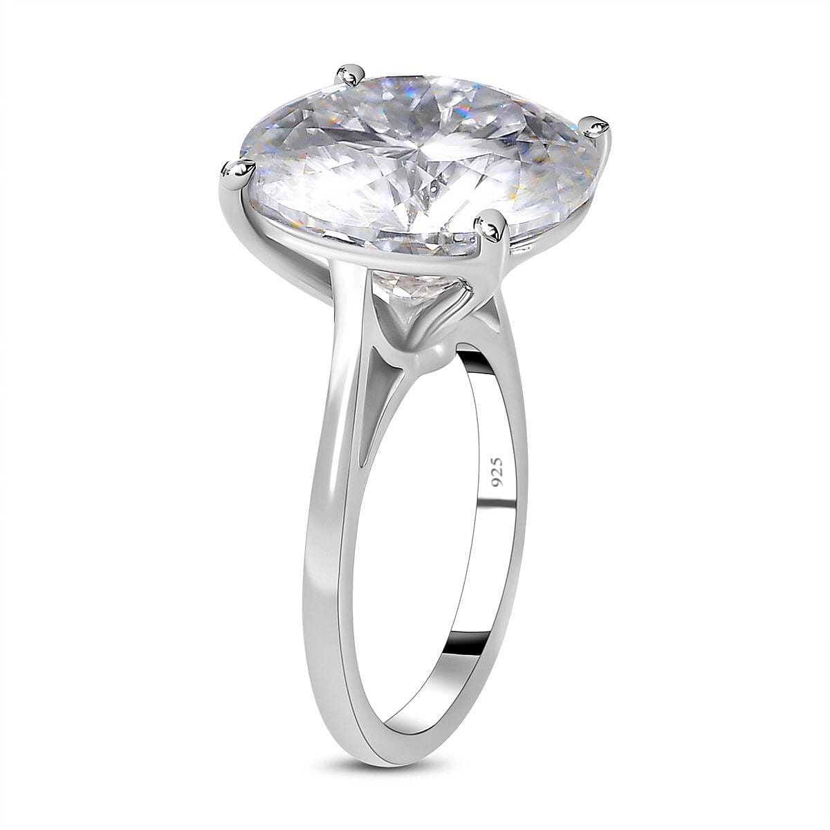 First Time Ever - Moissanite Solitaire Ring in Platinum Overlay Sterling Silver 10.00 Ct.