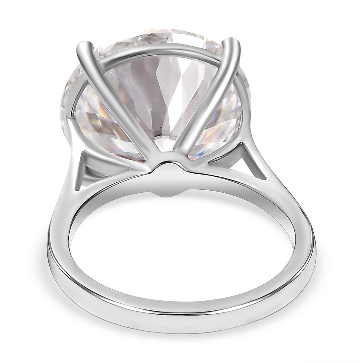 First Time Ever - Moissanite Solitaire Ring in Platinum Overlay Sterling Silver 10.00 Ct.
