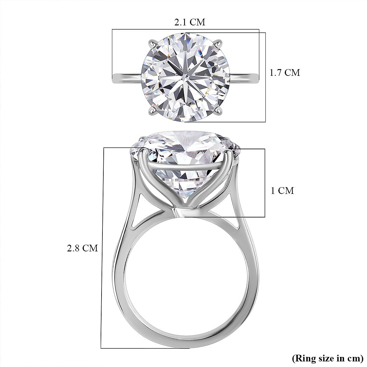 First Time Ever - Moissanite Solitaire Ring in Platinum Overlay Sterling Silver 10.00 Ct.