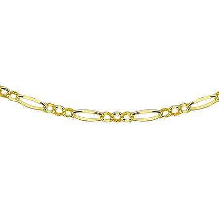 9K Yellow Gold 2.5 MM Belcher Figaro Chain With Lobster Clasp 24 Inch Diamond Cut