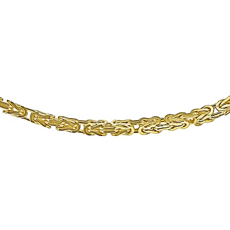 9K Yellow Gold Mini Square Byzantine Chain 18 Inch