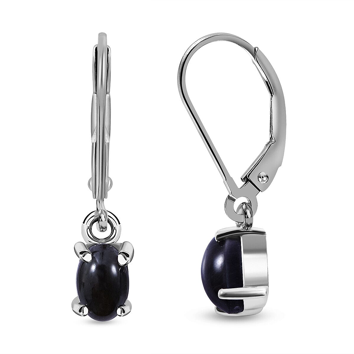 Scapolite Cats Eye Dangle Solitaire Earrings in Sterling Silver