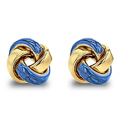 9K Yellow Gold 11mm Green Enamel Knot Stud Earrings