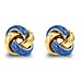 9K Yellow Gold 11mm Blue Enamel Knot Stud Earrings