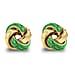 9K Yellow Gold 11mm Blue Enamel Knot Stud Earrings