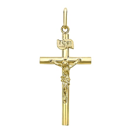 9K Yellow Gold 16mm x 32mm Crucifix Cross Pendant