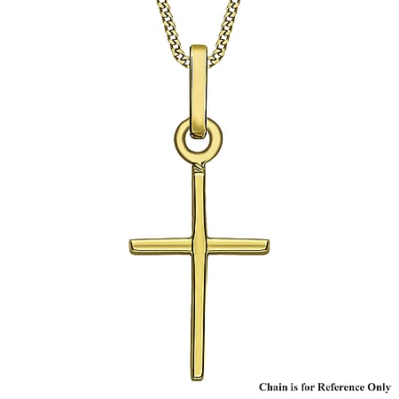9K Yellow Gold 10mm x 23.5mm Fancy Cross Pendant