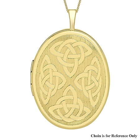 9K Yellow Gold 20mm x 32mm Etched Celtic Oval Locket