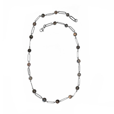 Labradorite Necklace (Size - 20) in Stainless Steel 55.00 Ct.