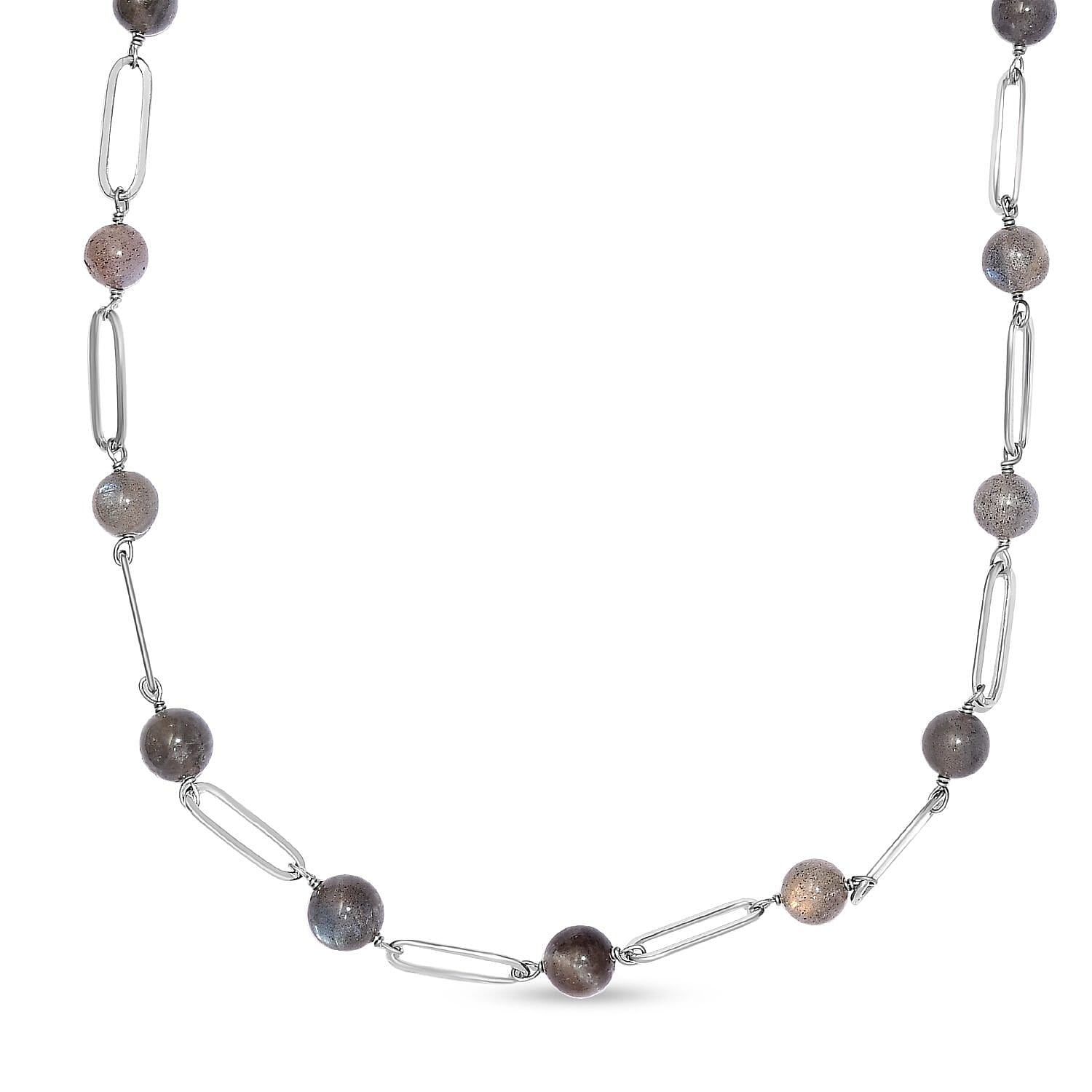 Labradorite NecklaceE (Size - 20) Stainless Steel 55.00 ct 55.000 Ct.