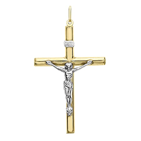 9K 2 Colour Gold 30mm x 47mm Crucifix Cross Pendant
