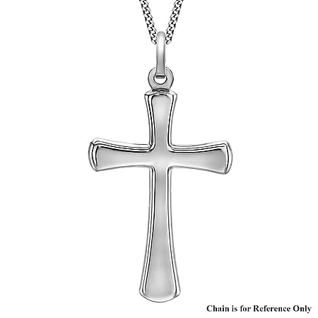 9K White Gold 16mm x 26mm Cross Pendant