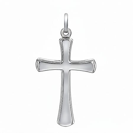 9K White Gold 16mm x 26mm Cross Pendant
