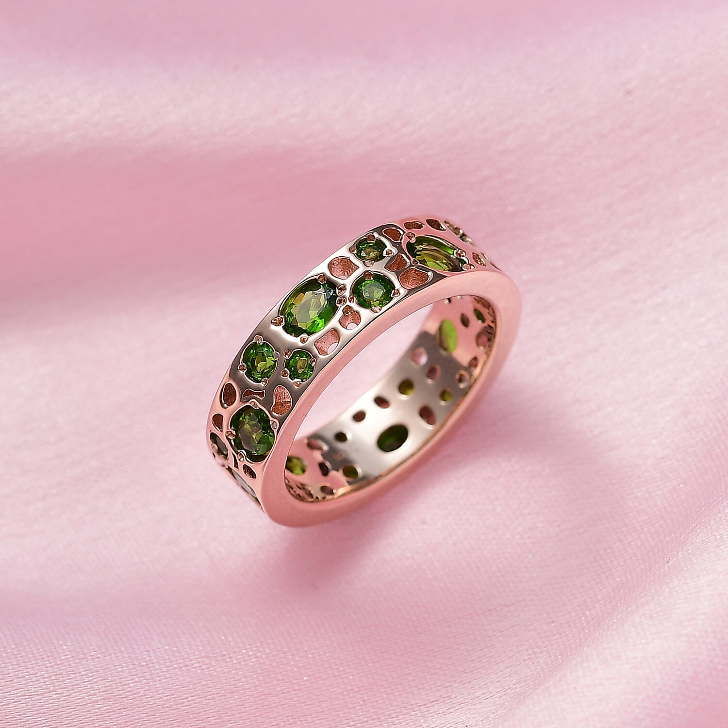 RACHEL GALLEY - Natural Chrome Diopside Ring in 18K Vermeil Rose Gold Plated Sterling Silver 1.98 Ct.
