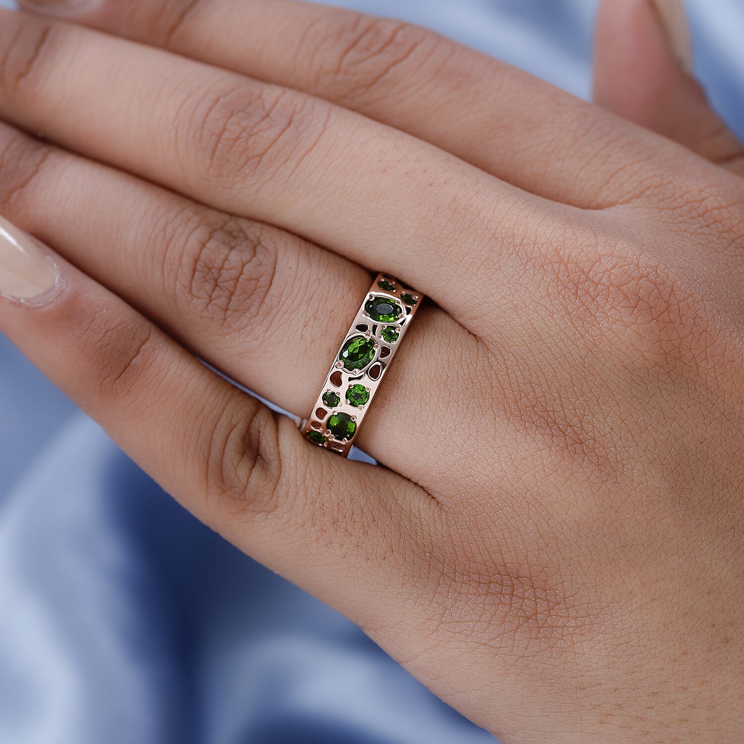 RACHEL GALLEY - Natural Chrome Diopside Ring in 18K Vermeil Rose Gold Plated Sterling Silver 1.98 Ct.
