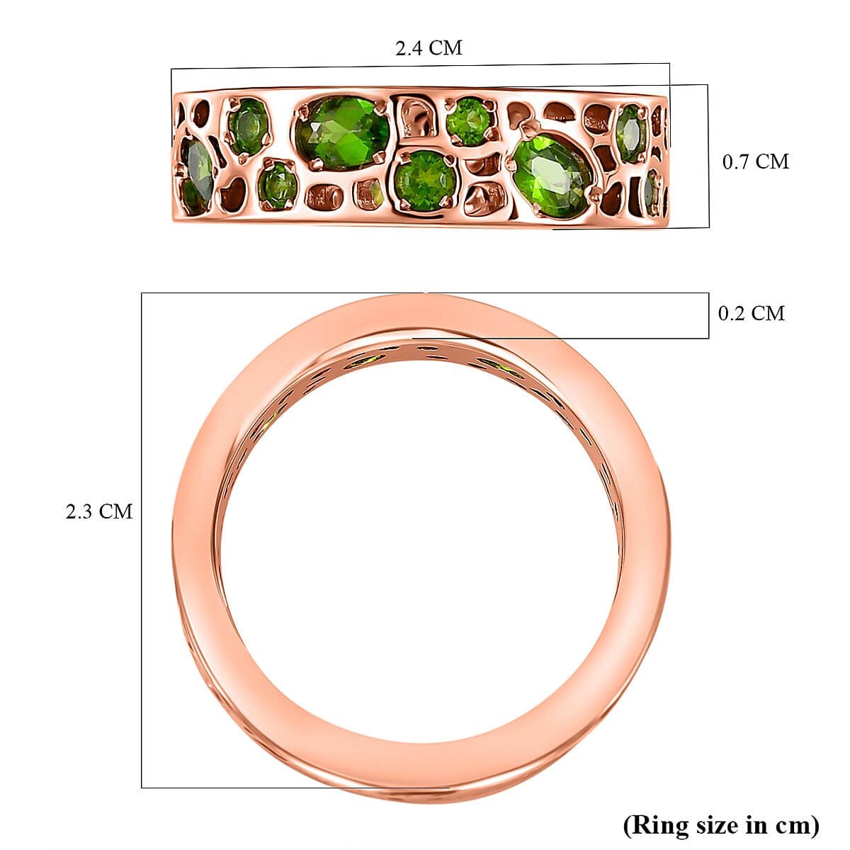 RACHEL GALLEY - Natural Chrome Diopside Ring in 18K Vermeil Rose Gold Plated Sterling Silver 1.98 Ct.