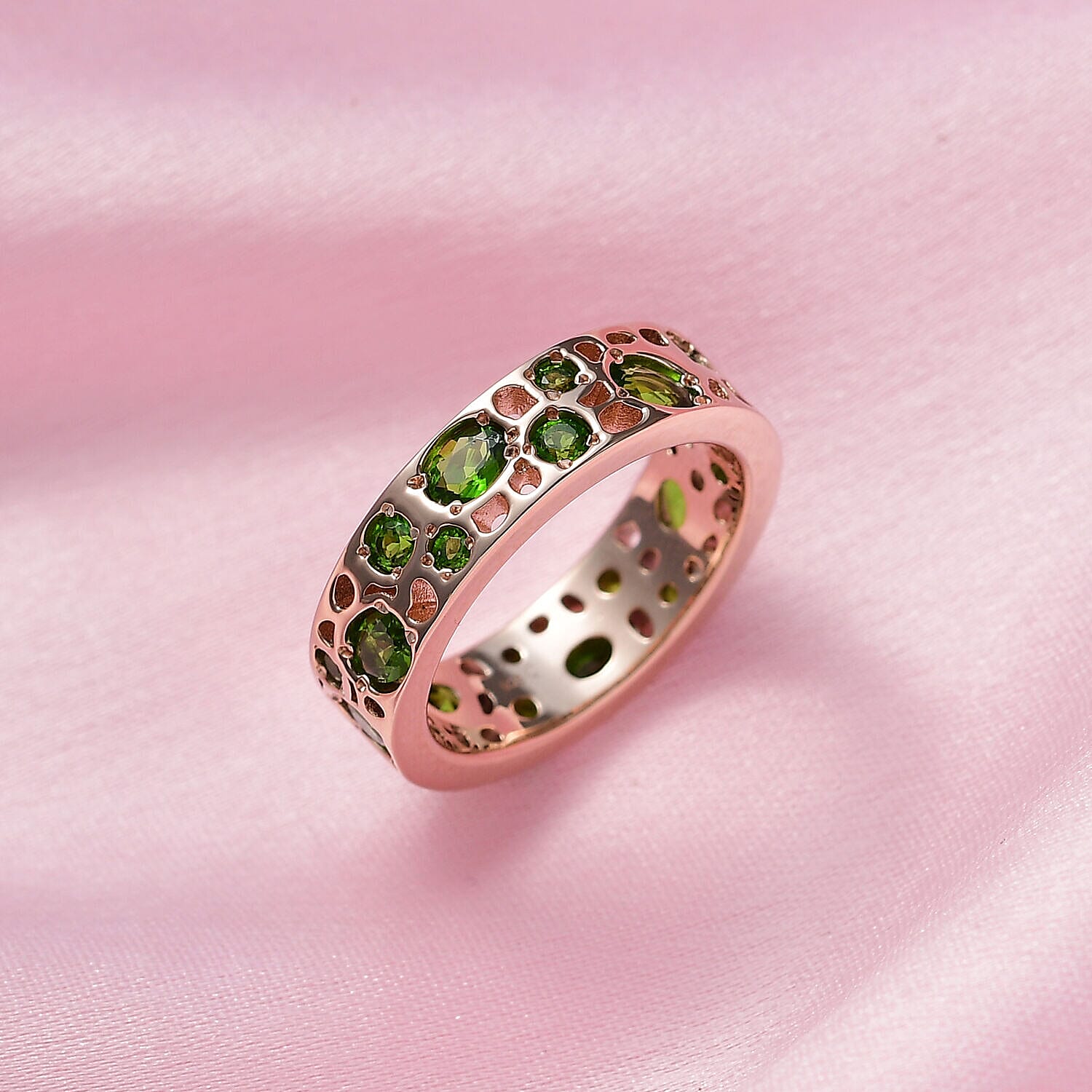 RACHEL GALLEY - Natural Chrome Diopside Ring in 18K Vermeil Rose Gold Plated Sterling Silver 1.98 Ct.