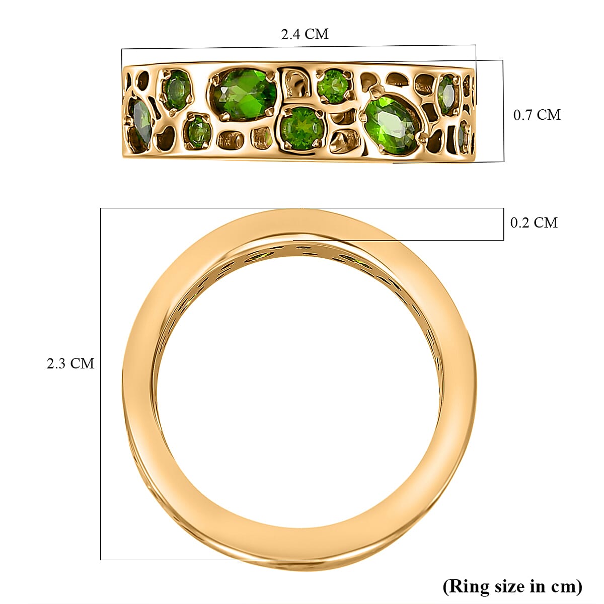 RACHEL GALLEY - Natural Chrome Diopside Ring in 18K Vermeil Yellow Gold Plated Sterling Silver 1.98 Ct.