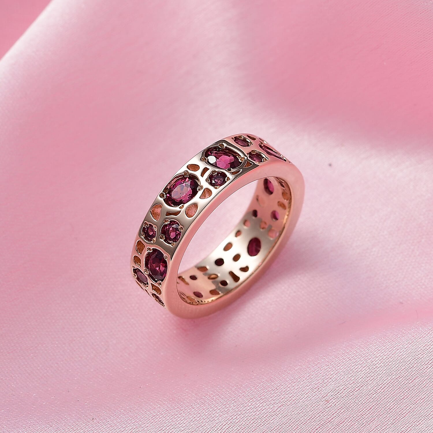 RACHEL GALLEY - Rhodolite Garnet Ring in 18K Vermeil Rose Gold Plated Sterling Silver 2.55 Ct,