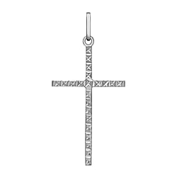 9K Rose Gold 18mm x 37mm Diamond Cut Slim Cross Pendant