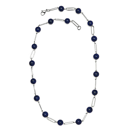 Lapis Lazuli Necklace (Size - 20) in Stainless Steel 76.41 Ct.