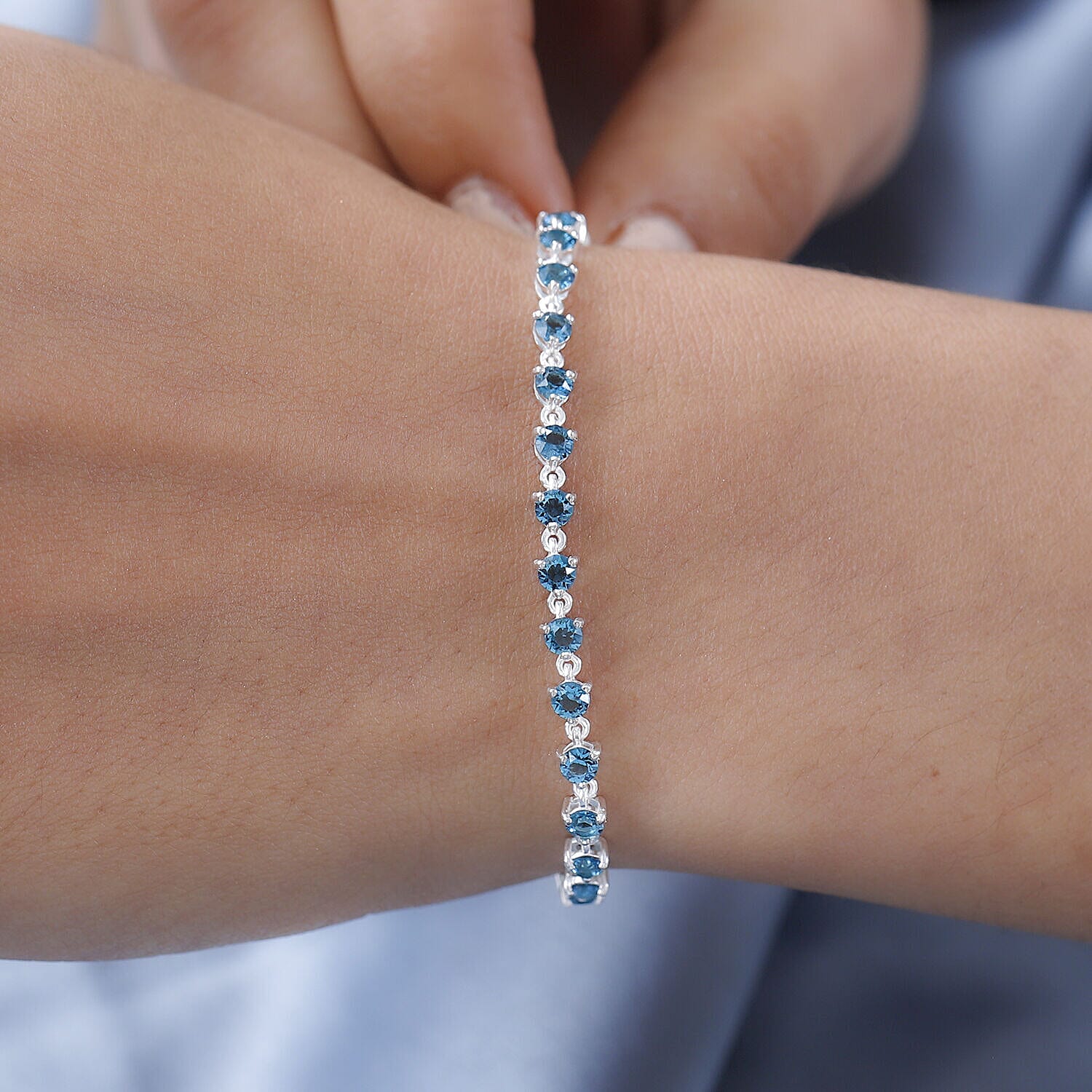 Close Out- Indicolite Crystal Bracelet (Size - 7.5) in Sterling Silver 2.76 Ct