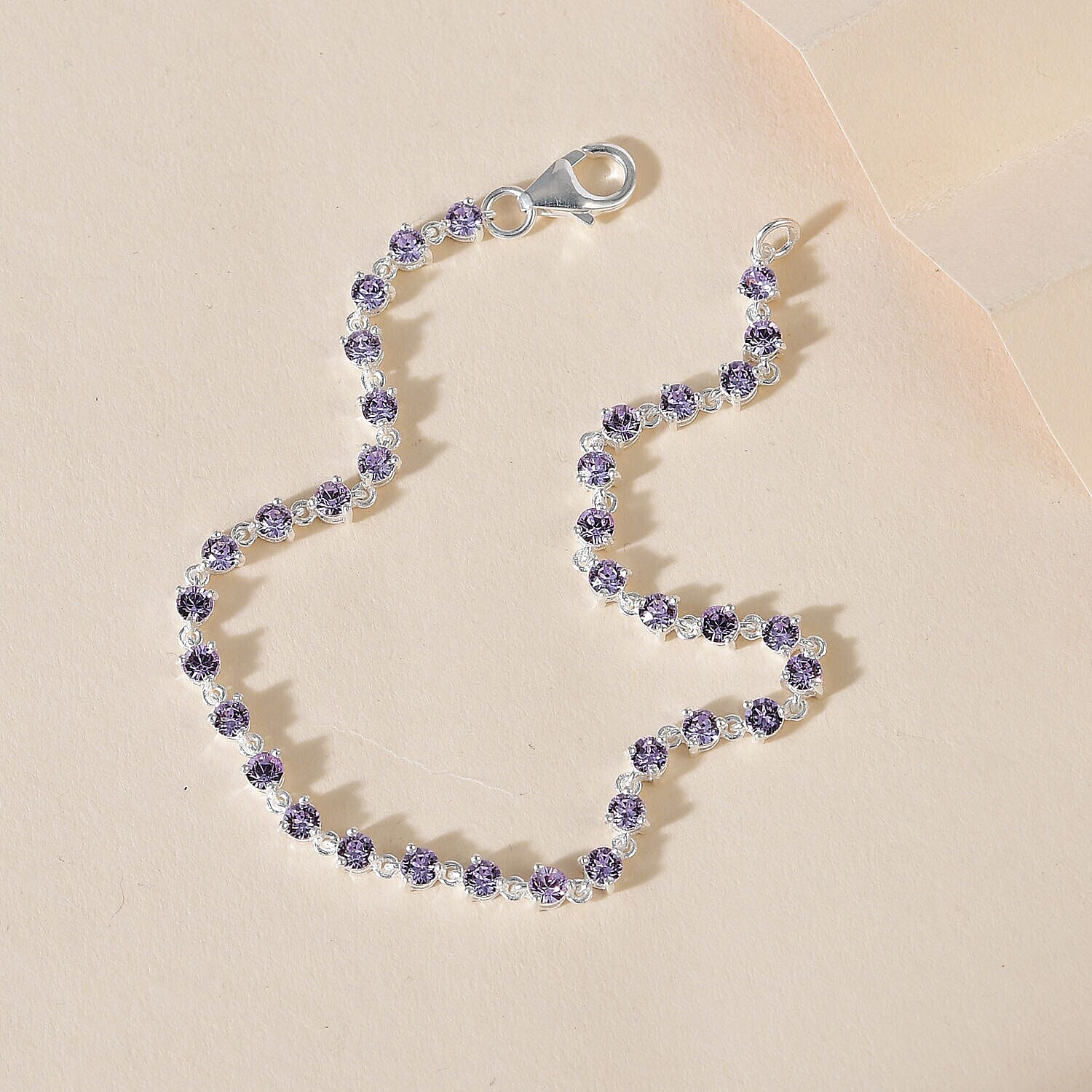 Close Out - Violet Austrian Crystal Bracelet (Size - 7.5) in Sterling Silver
