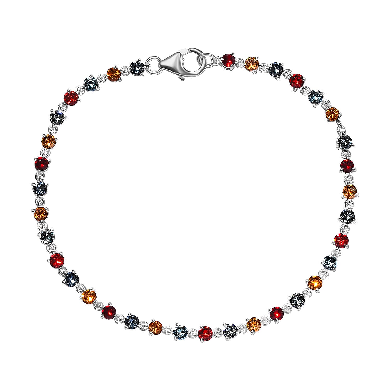 Close Out - Multi Austrian Crystal Bracelet (Size - 7.5) in Sterling Silver