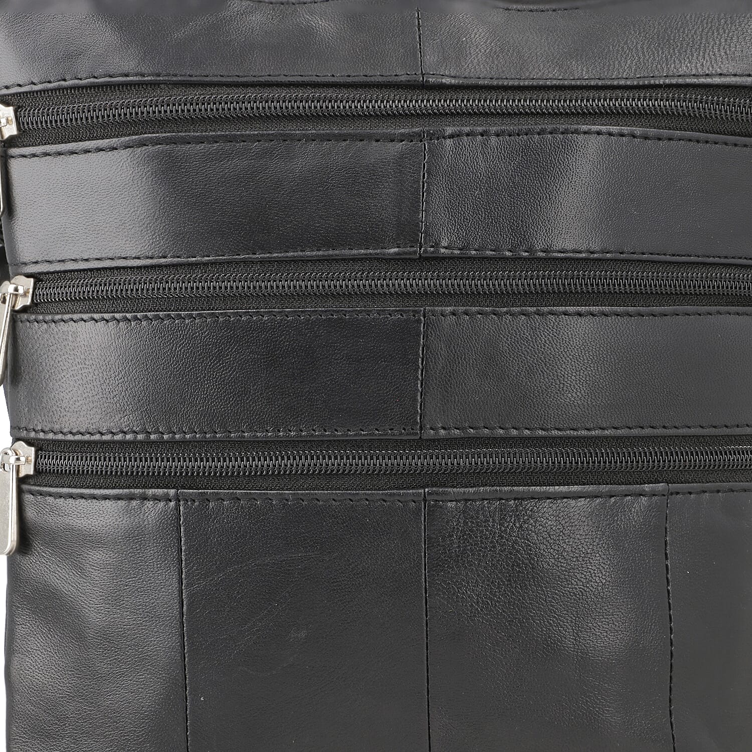 100% Genuine Leather Crossbody Bag with Shoulder Strap (Size 28x25 cm) - Black