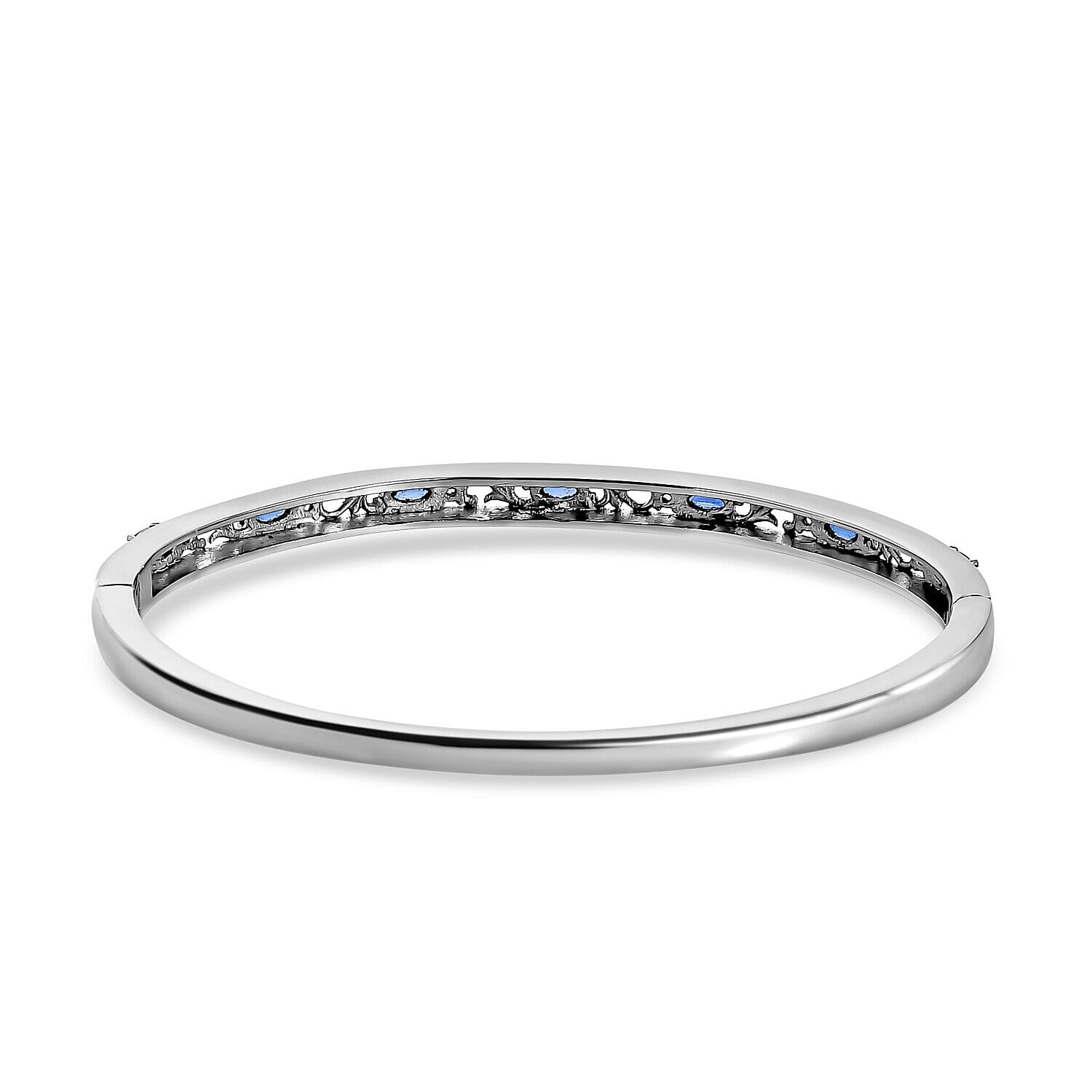 Kyanite & Natural Zircon Bangle (Size 7.5) in Stainless Steel