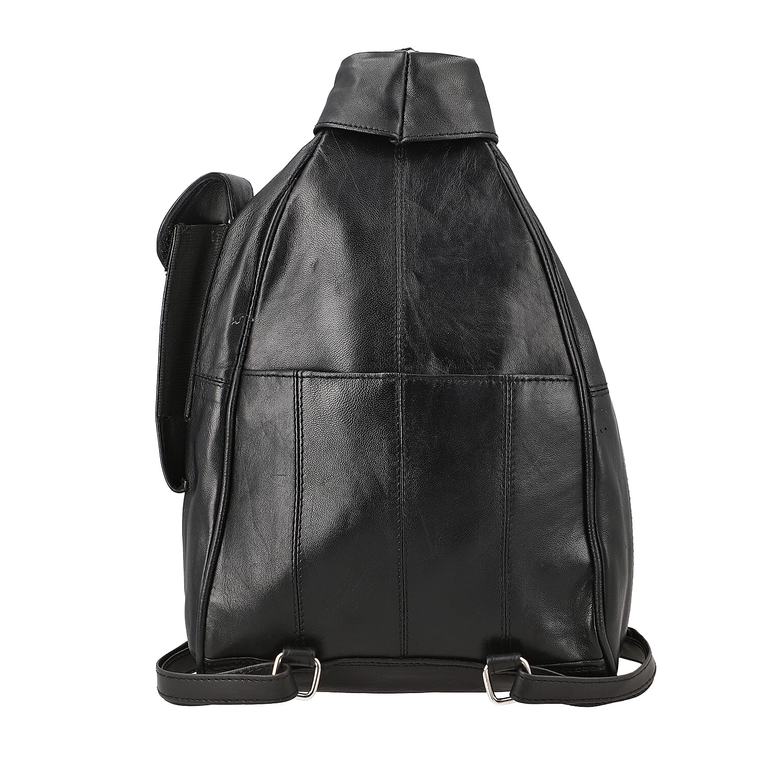 100% Genuine Leather Solid Backpack with Adjustable Shoulder Strap (Size 27x22x9 cm) - Black