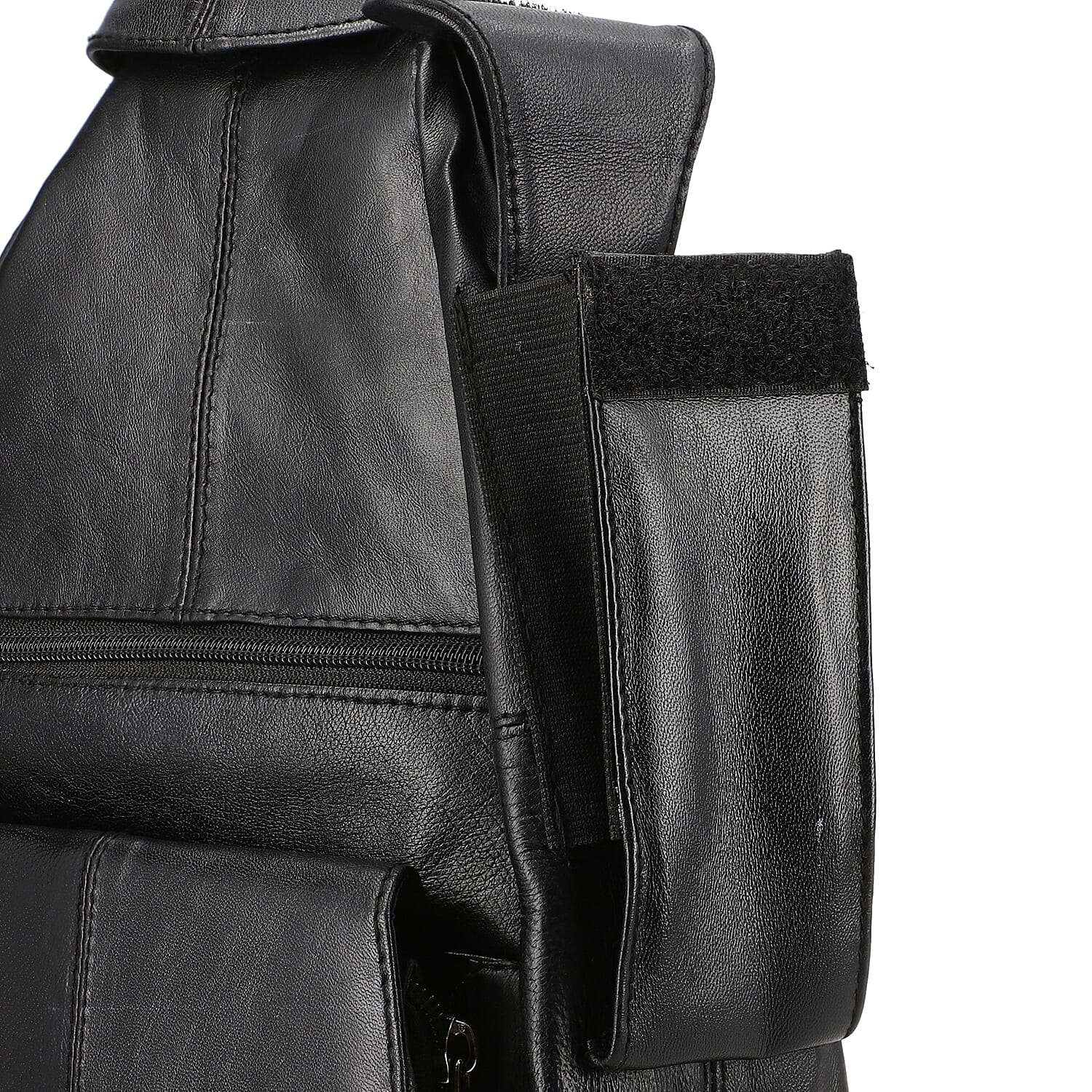 100% Genuine Leather Solid Backpack with Adjustable Shoulder Strap (Size 27x22x9 cm) - Black