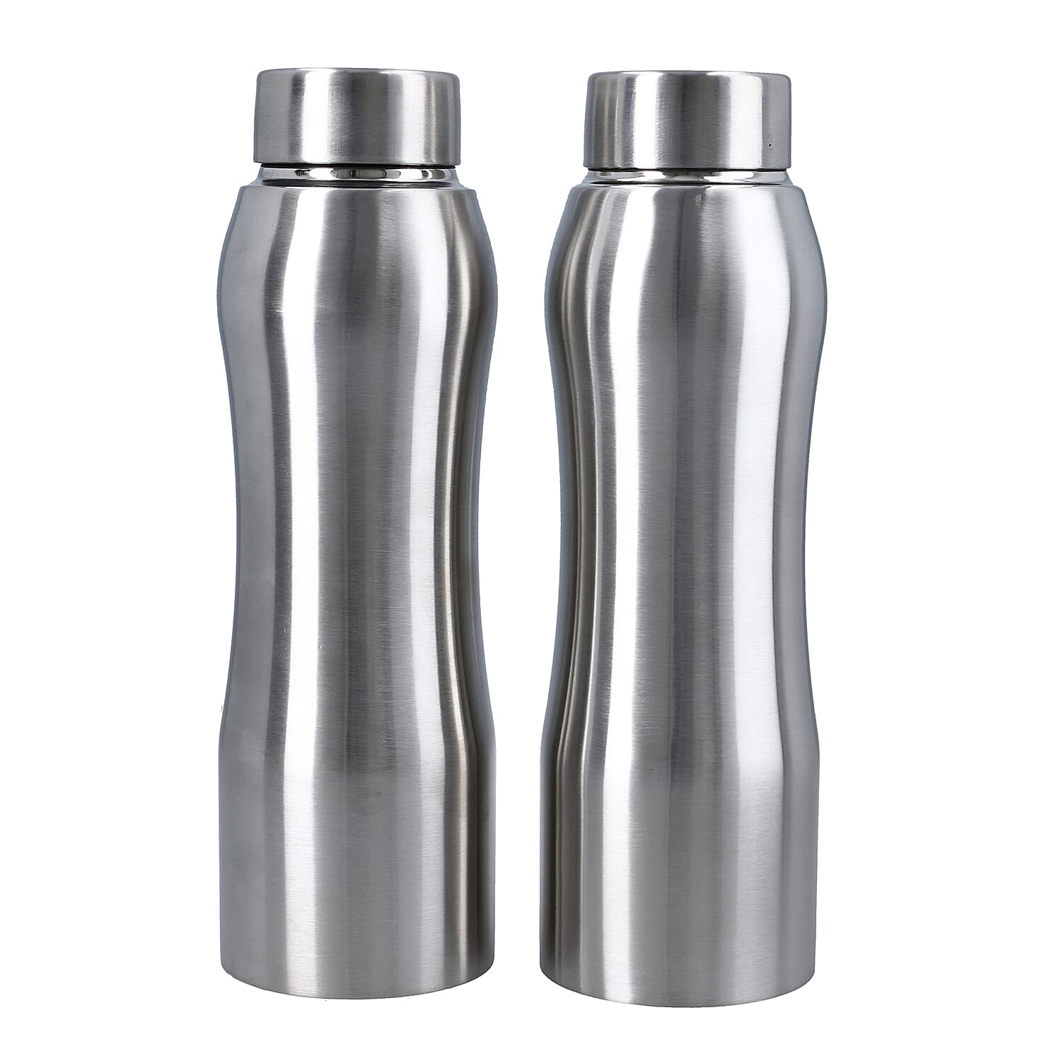 Set of 2 - Steel Water Bottle (500ml Each) - Silver