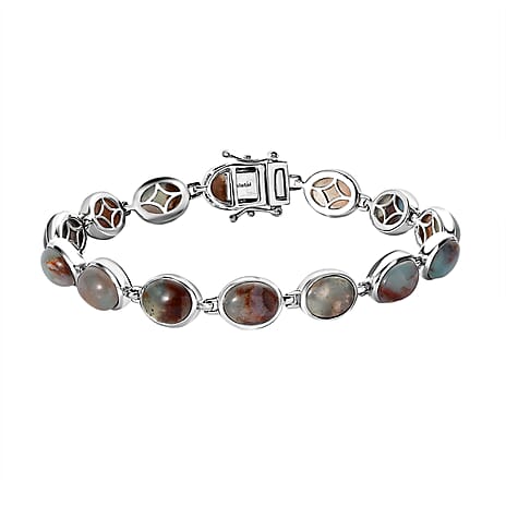 Zimbaprase Bracelet (Size - 7.5) in Platinum Overlay Sterling Silver 30.46 Ct, Silver Wt. 17.22 Gms.