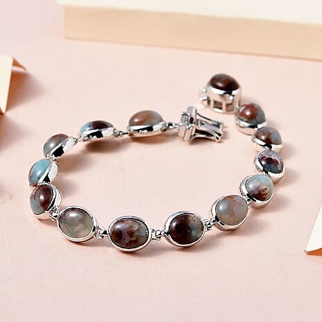 Zimbaprase Bracelet (Size - 7.5) in Platinum Overlay Sterling Silver 30.46 Ct, Silver Wt. 17.22 Gms.