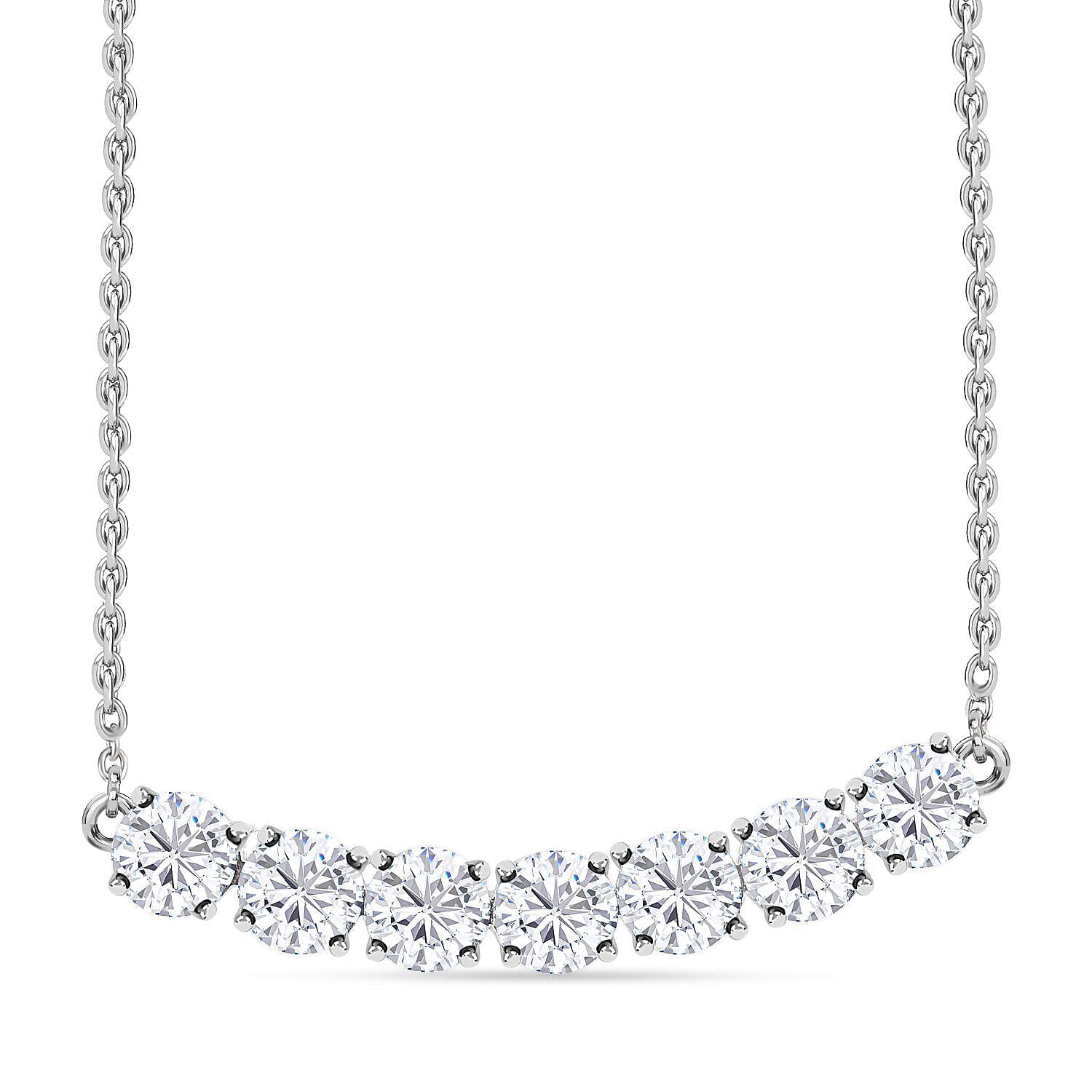 NY Closeout - Cubic Zirconia Diamond Sterling Silver Pendant With Chain (Size - 20) 10.09 Ct