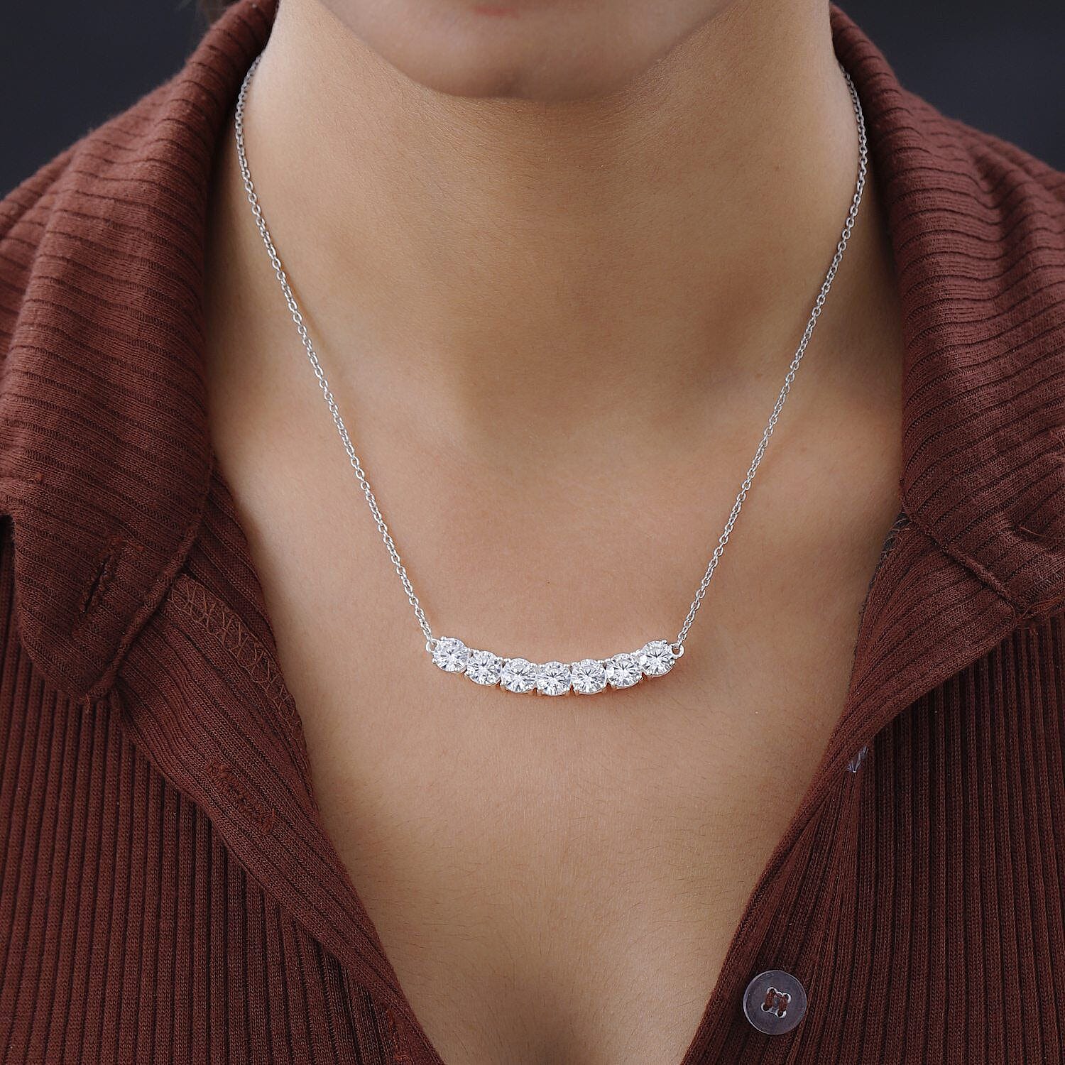 NY Closeout - Cubic Zirconia Diamond Sterling Silver Pendant With Chain (Size - 20) 10.09 Ct