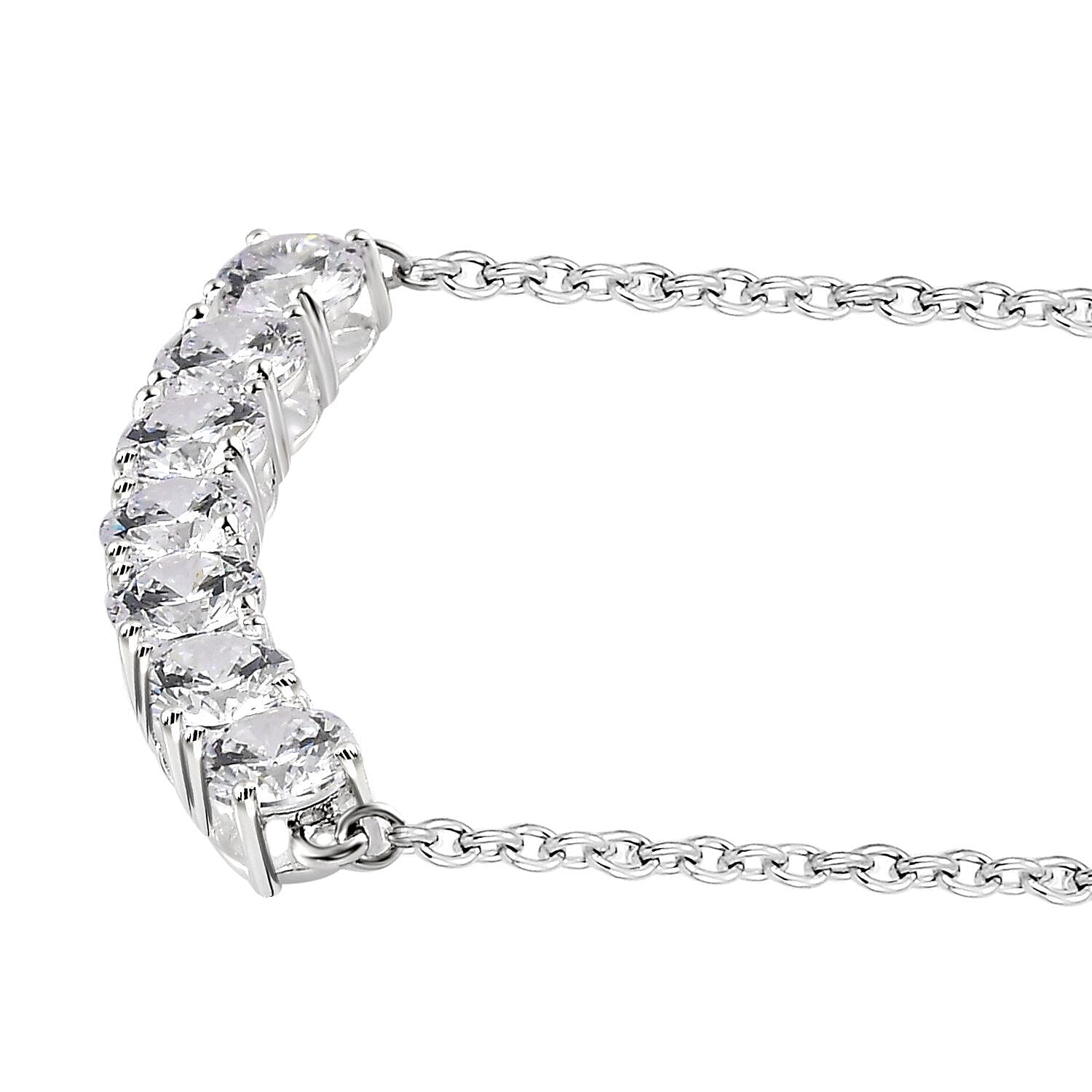 NY Closeout - Cubic Zirconia Diamond Sterling Silver Pendant With Chain (Size - 20) 10.09 Ct
