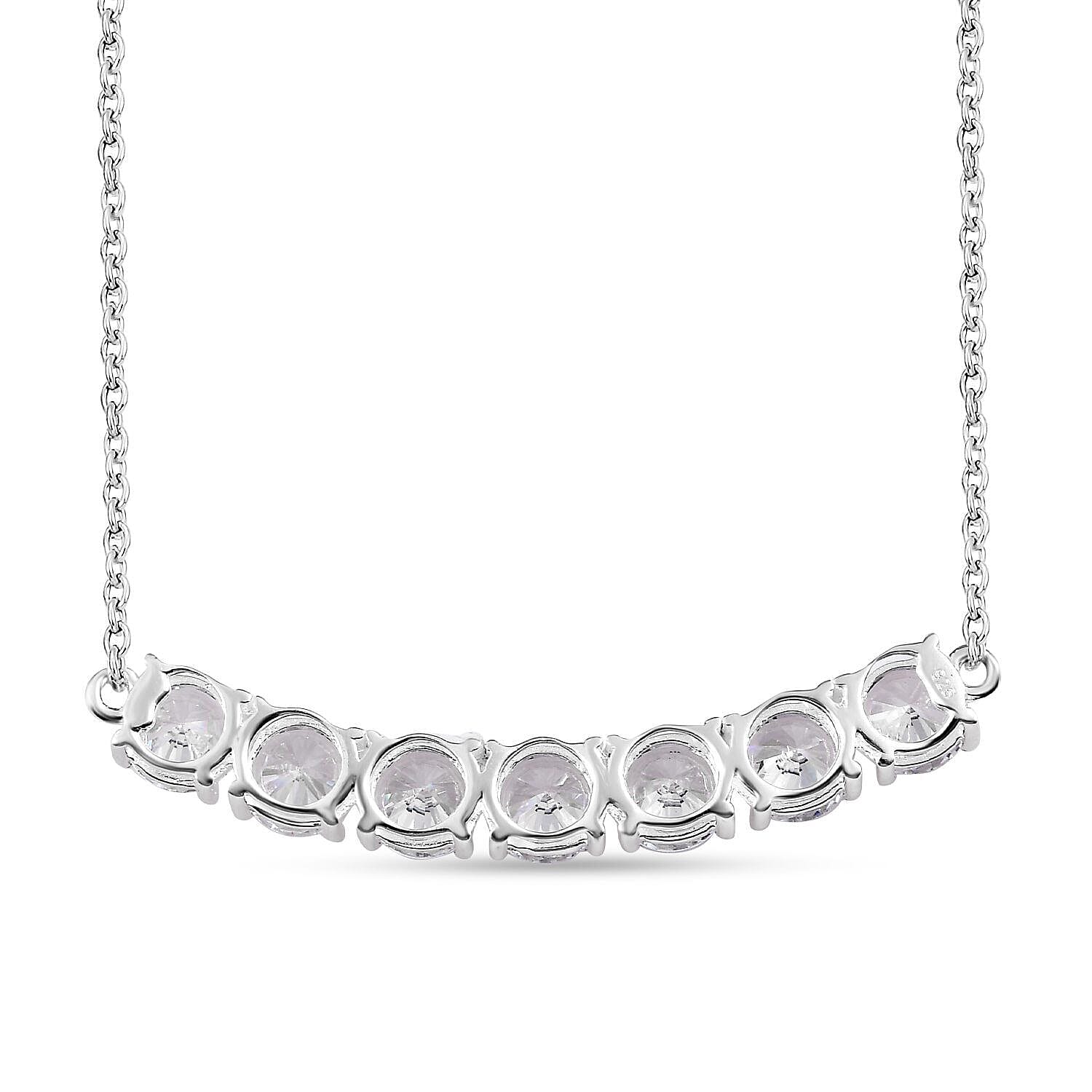 NY Closeout - Cubic Zirconia Diamond Sterling Silver Pendant With Chain (Size - 20) 10.09 Ct