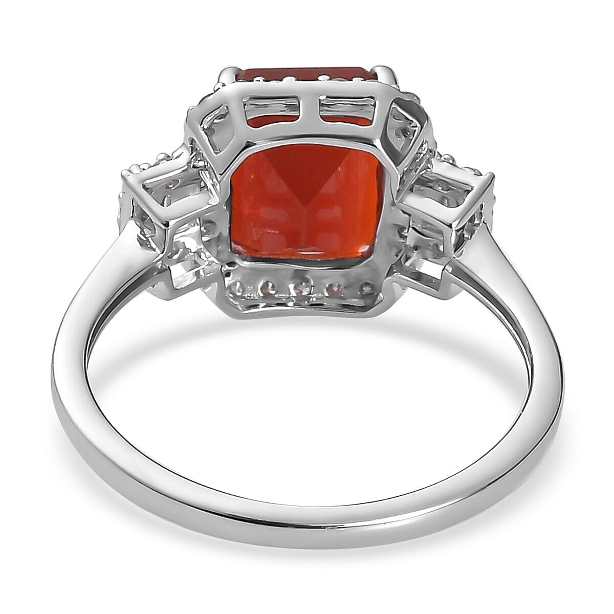 9K White Gold Crimson Fire Opal and Diamond Ring 2.03 Ct.
