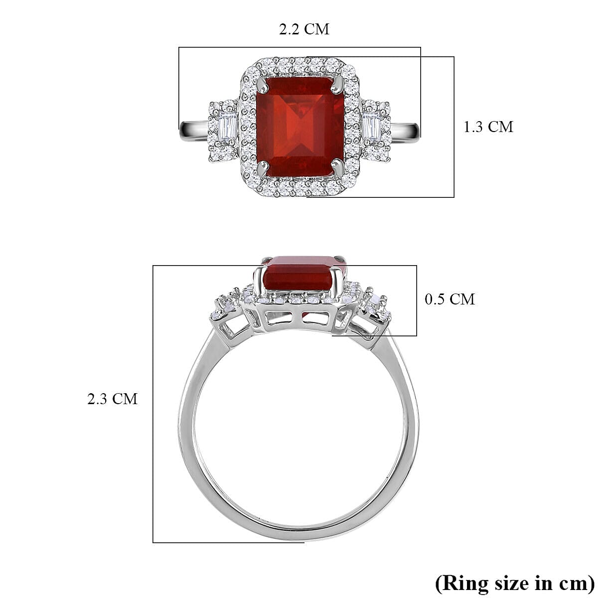 9K White Gold Crimson Fire Opal and Diamond Ring 2.03 Ct.