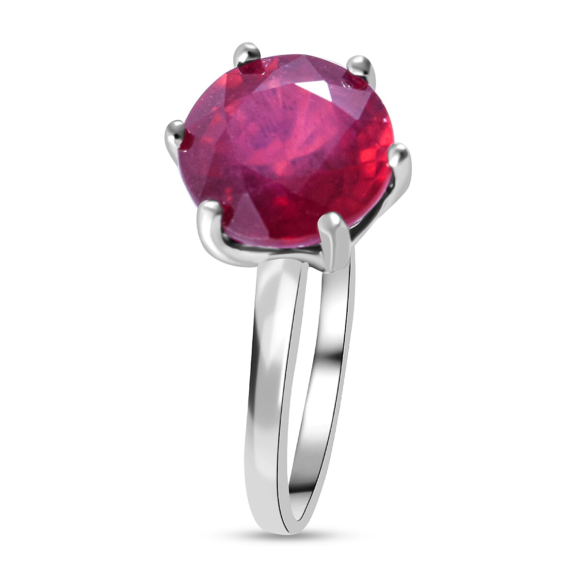 African Ruby Ring in Rhodium Overlay Sterling Silver 5.40 Ct.