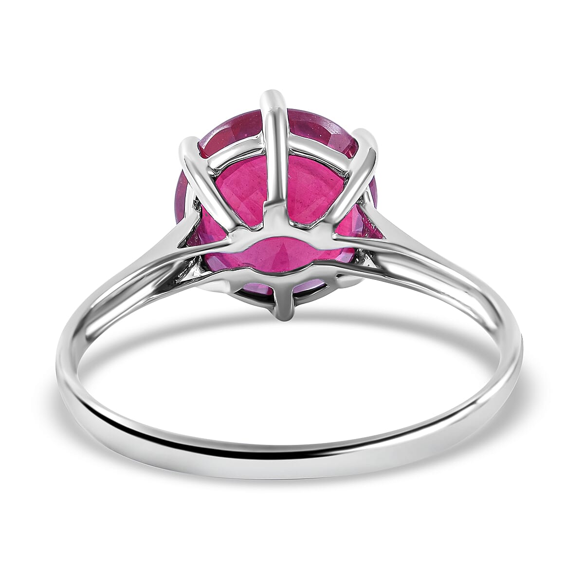 African Ruby Ring in Rhodium Overlay Sterling Silver 5.40 Ct.