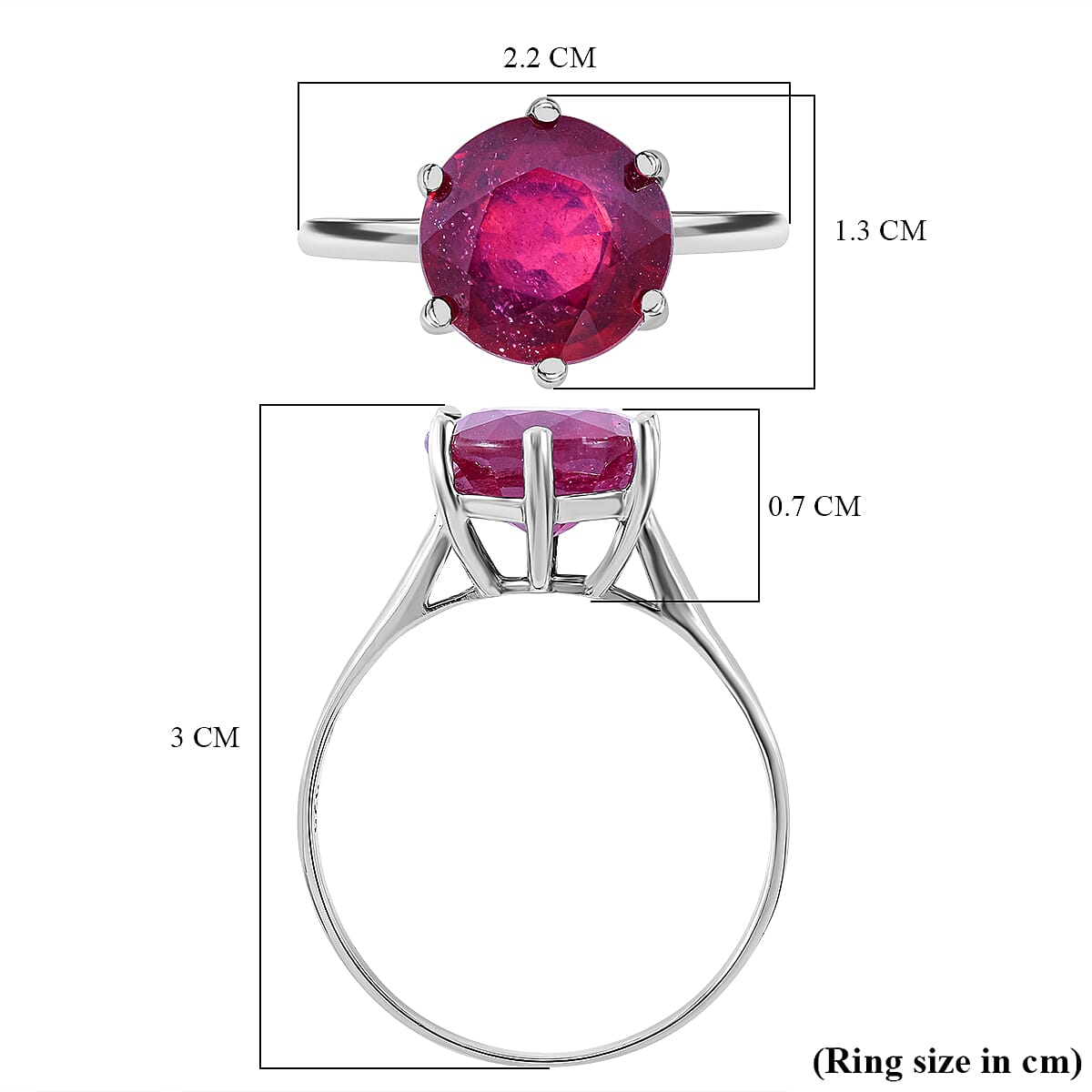 African Ruby Ring in Rhodium Overlay Sterling Silver 5.40 Ct.