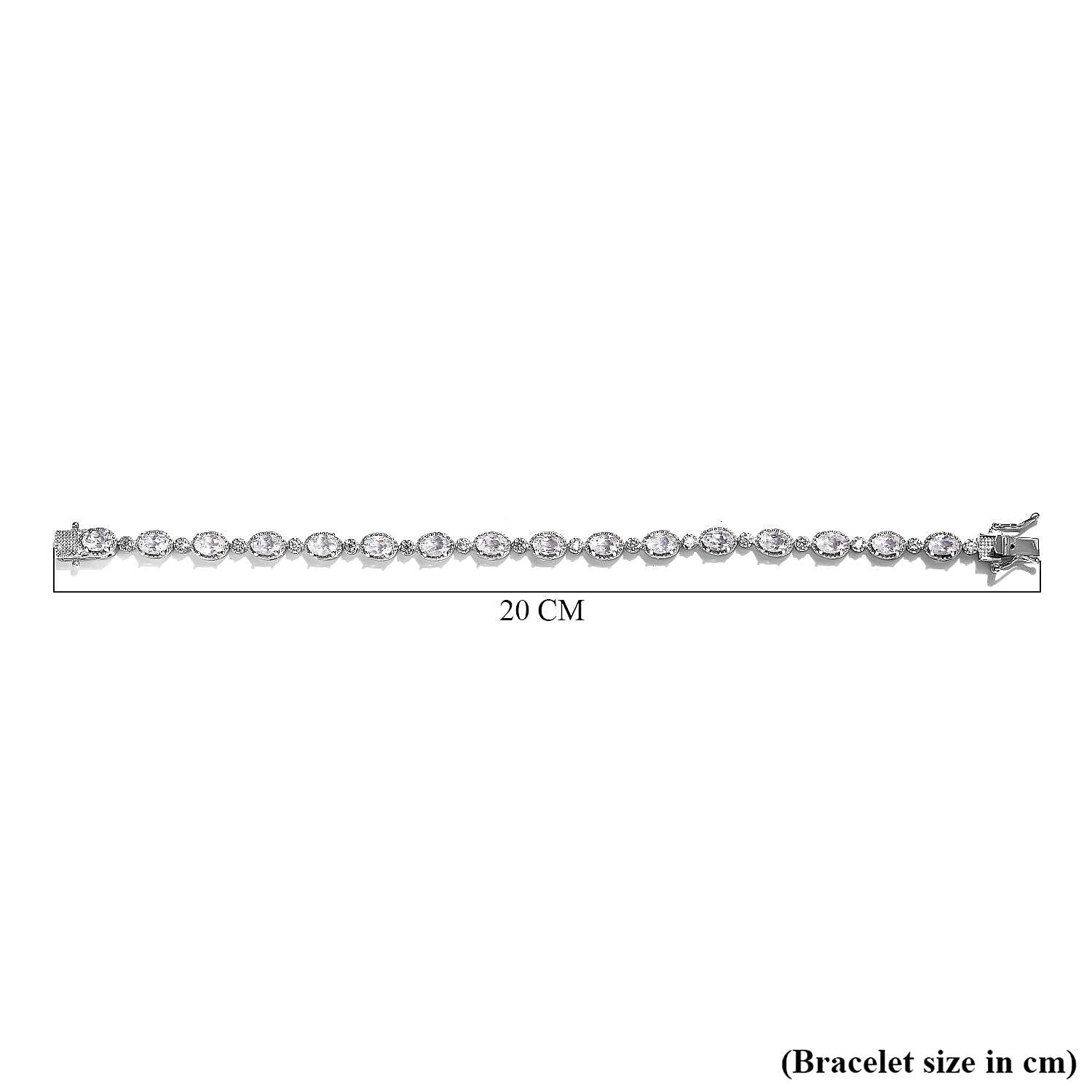 Hyalite Opal and Natural Zircon Bracelet (Size - 7.5) in Platinum Overlay Sterling Silver 6.50 Ct, Silver Wt 9.72 Gms Hyalite Opal and Natural Zircon Bracelet (Size - 7.5) in Platinum Overlay Sterling Silver 6.50 Ct, Silver Wt 9.72 Gms