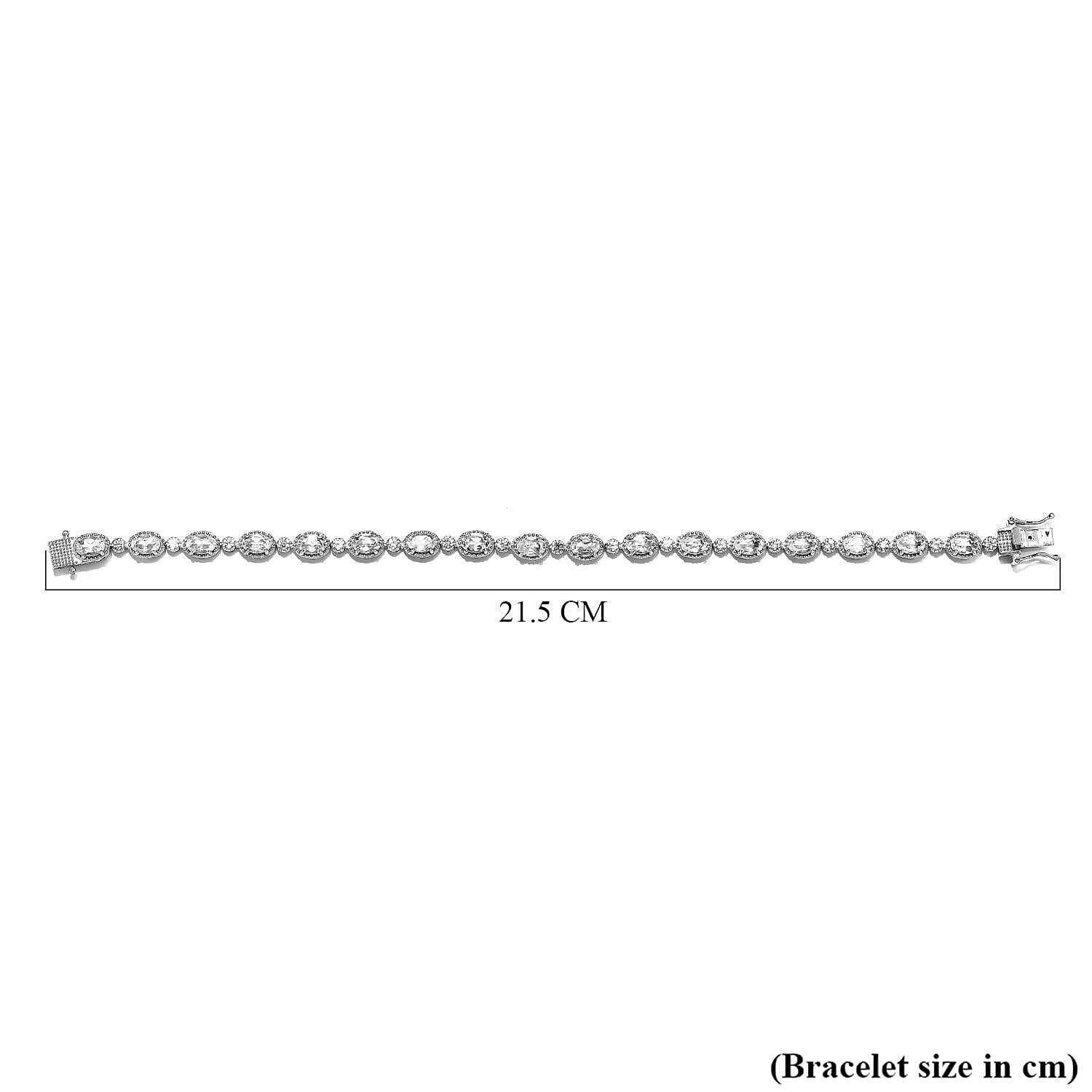 Hyalite Opal and Natural Zircon Bracelet (Size - 8) in Platinum Overlay Sterling Silver 6.23 Ct, Silver Wt 10.75 Gms Hyalite Opal and Natural Zircon Bracelet (Size - 8) in Platinum Overlay Sterling Silver 6.23 Ct, Silver Wt 10.75 Gms